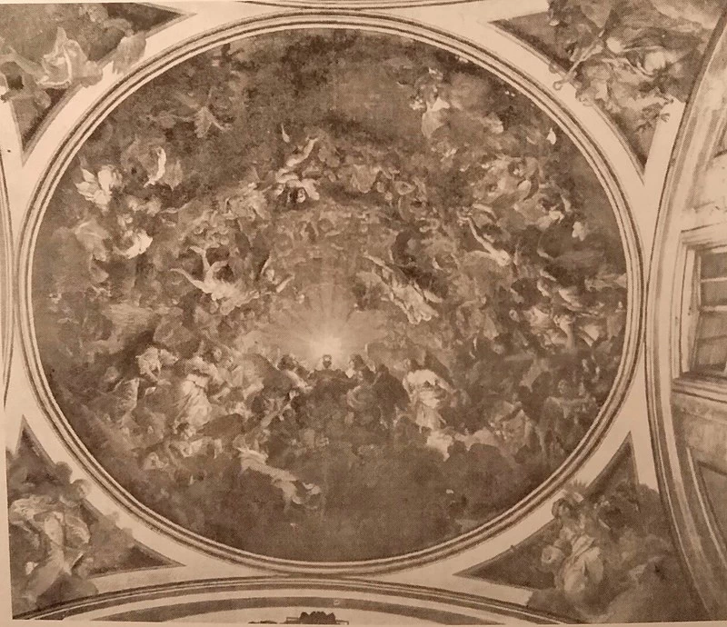 Affresco distrutto della cappella del Santissimo Sacramento con l'apoteosi di Giuseppe Maria Terreni - Livorno